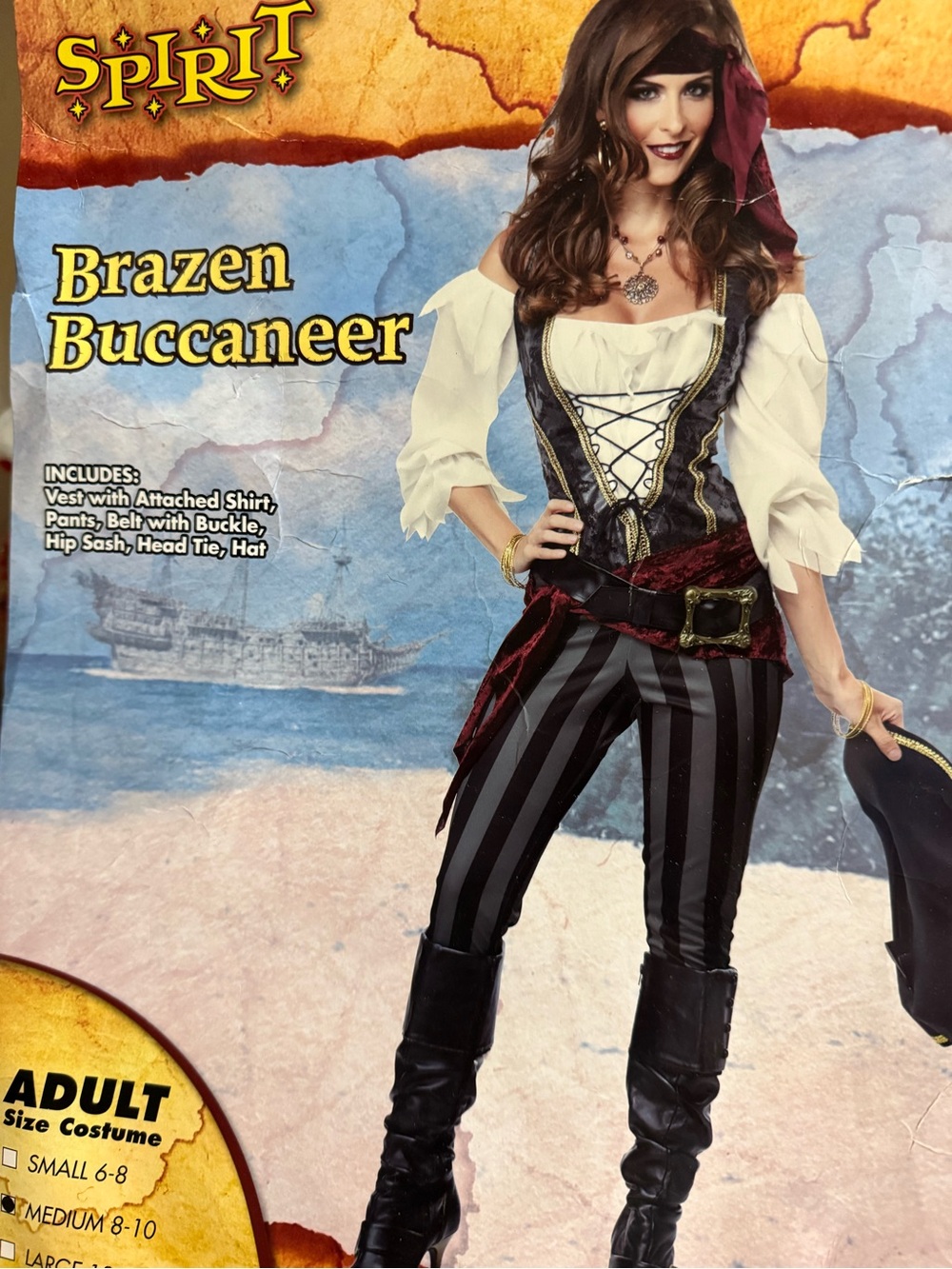 Spirit Brazen Buccaneer Adult Pirate Costume size M